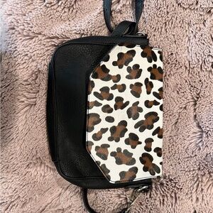 Charming Charlie Black and Leopard Crossbody Bag